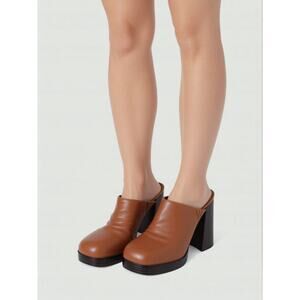 Women Sandals Aqua Women Heeled‎ Brown Leather Sandals Size 6.5 M